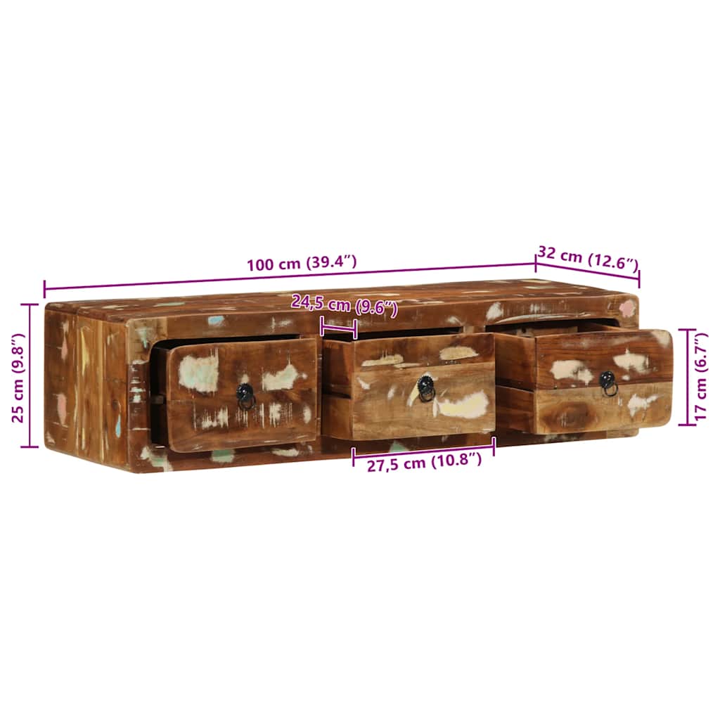 Έπιπλο Τηλεόρασης 100x32x25 εκ. από Μασίφ Ανακυκλωμένο Ξύλο