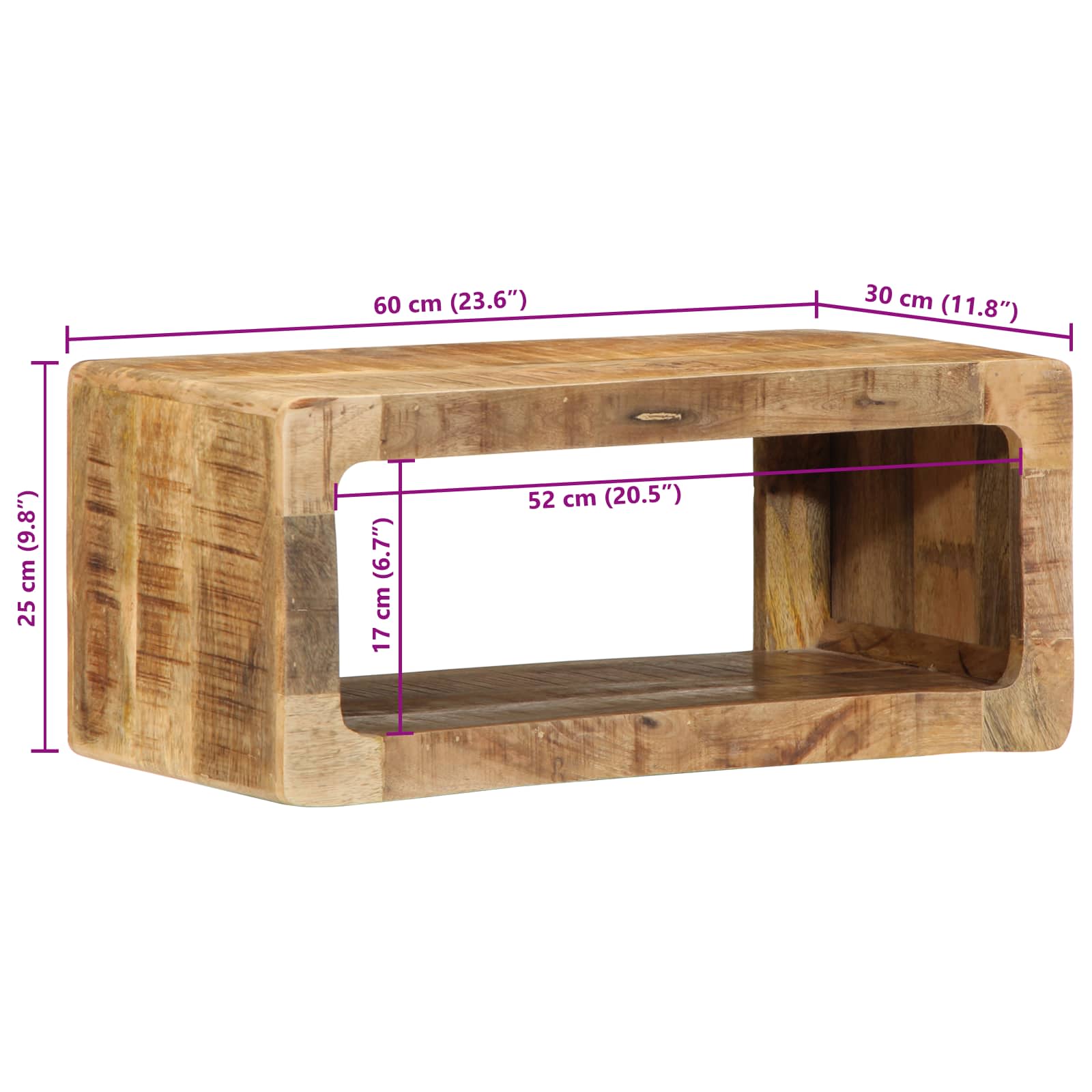Ντουλάπι TV Καφέ 60 x 30 x 25 εκ Μασίφ ξύλο μάνγκο - Pakobazaar