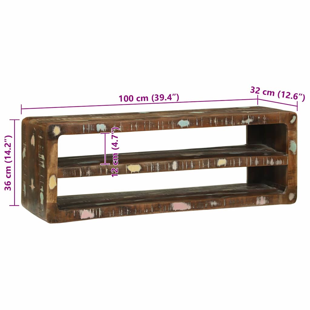 Ντουλάπι TV Πολύχρωμο 100 x 32 x 36 εκ. Μασίφ ανακυκλωμένο ξύλο