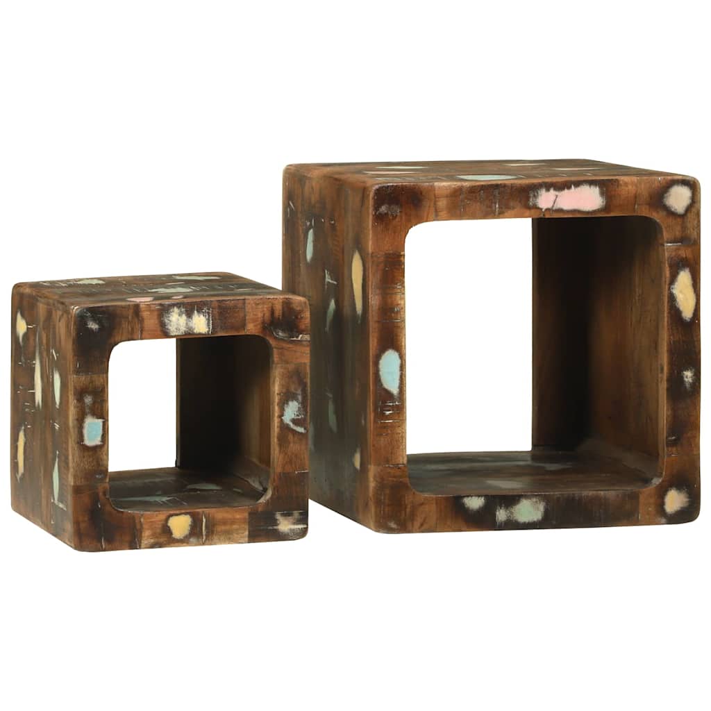 Μονάδες TV με ράφι 2 pcs Πολύχρωμο Στερεό Ανακτηθέν Ξύλο