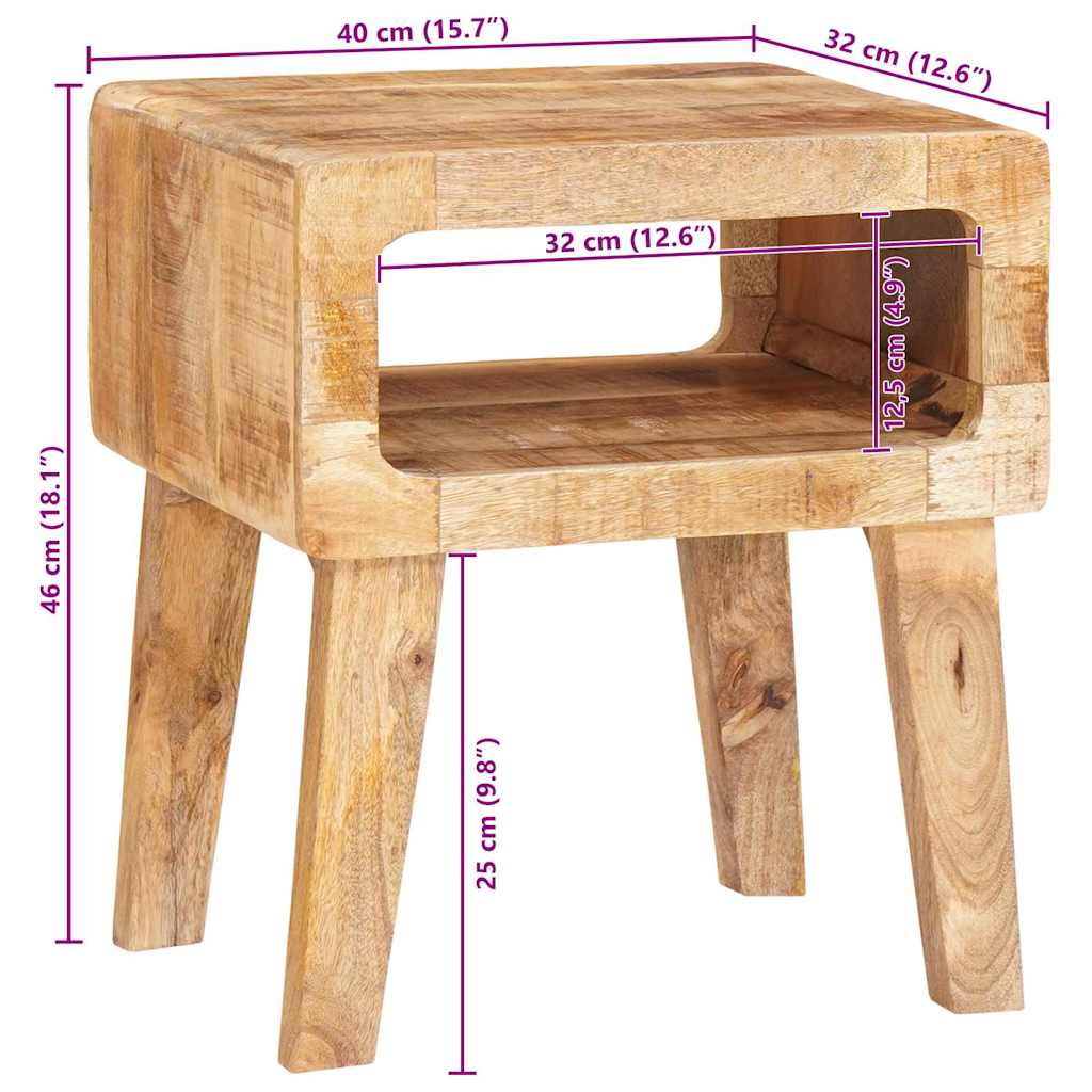 End Table με ράφι Καφέ 40 x 32 x 46 εκ Στερεό ξύλο μάνγκο - Pakobazaar