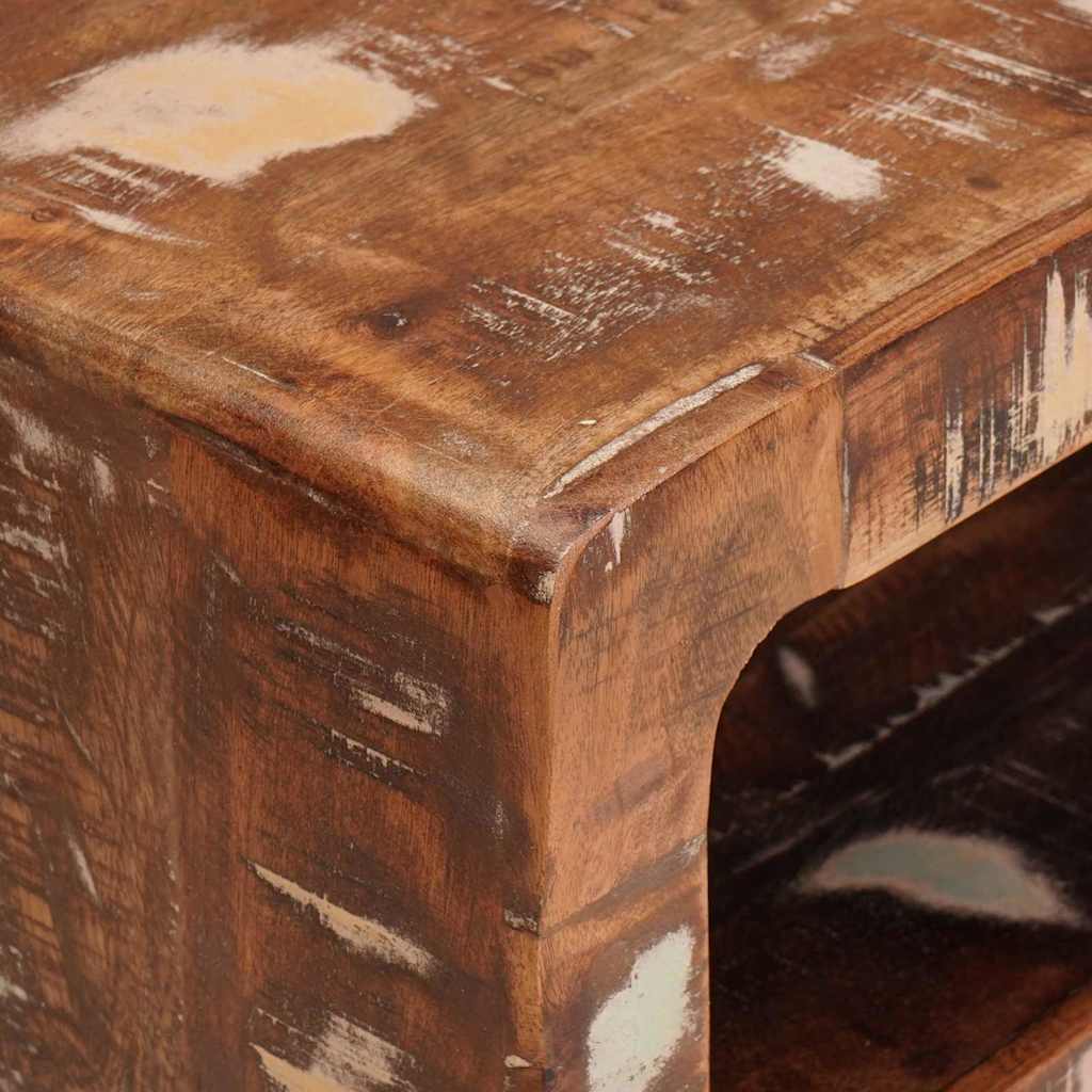 End Table με ράφι Καφέ 40 x 32 x 46 εκ Στερεό Ανακτηθέν Ξύλο
