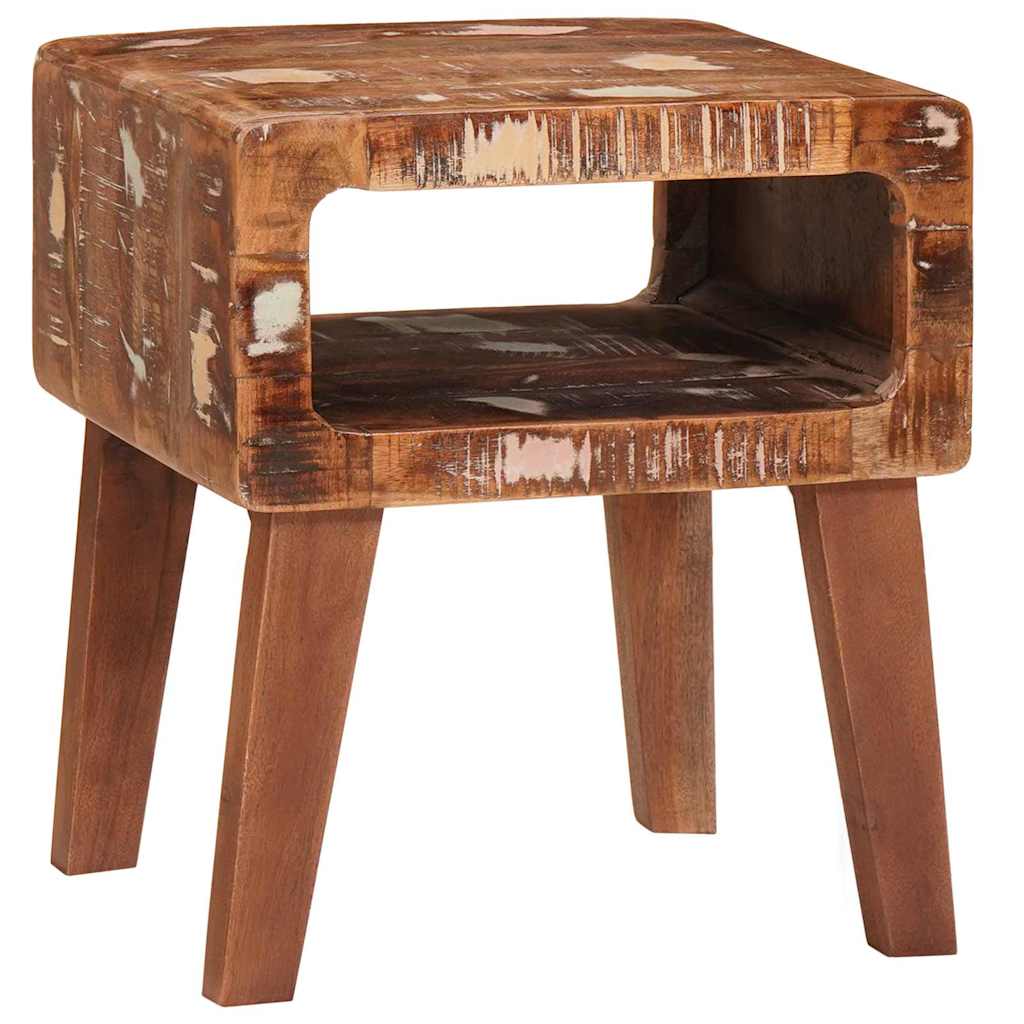 End Table με ράφι Καφέ 40 x 32 x 46 εκ Στερεό Ανακτηθέν Ξύλο