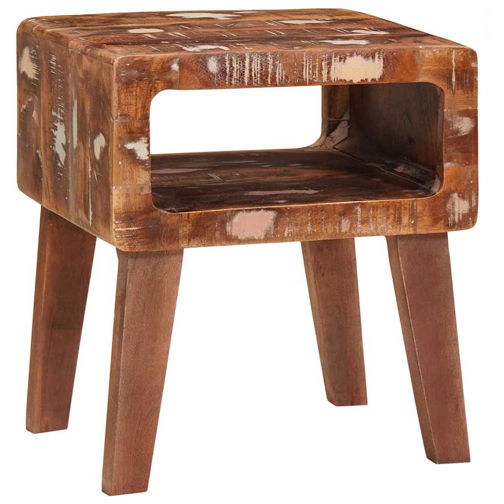 End Table με ράφι Καφέ 40 x 32 x 46 εκ Στερεό Ανακτηθέν Ξύλο