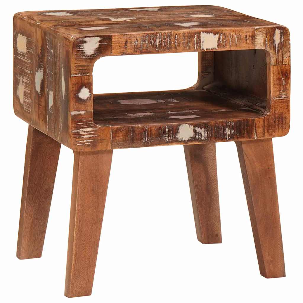 End Table με ράφι Καφέ 40 x 32 x 46 εκ Στερεό Ανακτηθέν Ξύλο