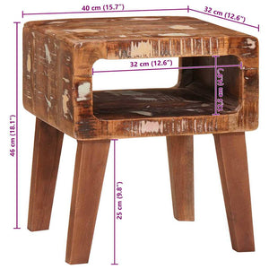 End Table με ράφι Καφέ 40 x 32 x 46 εκ Στερεό Ανακτηθέν Ξύλο