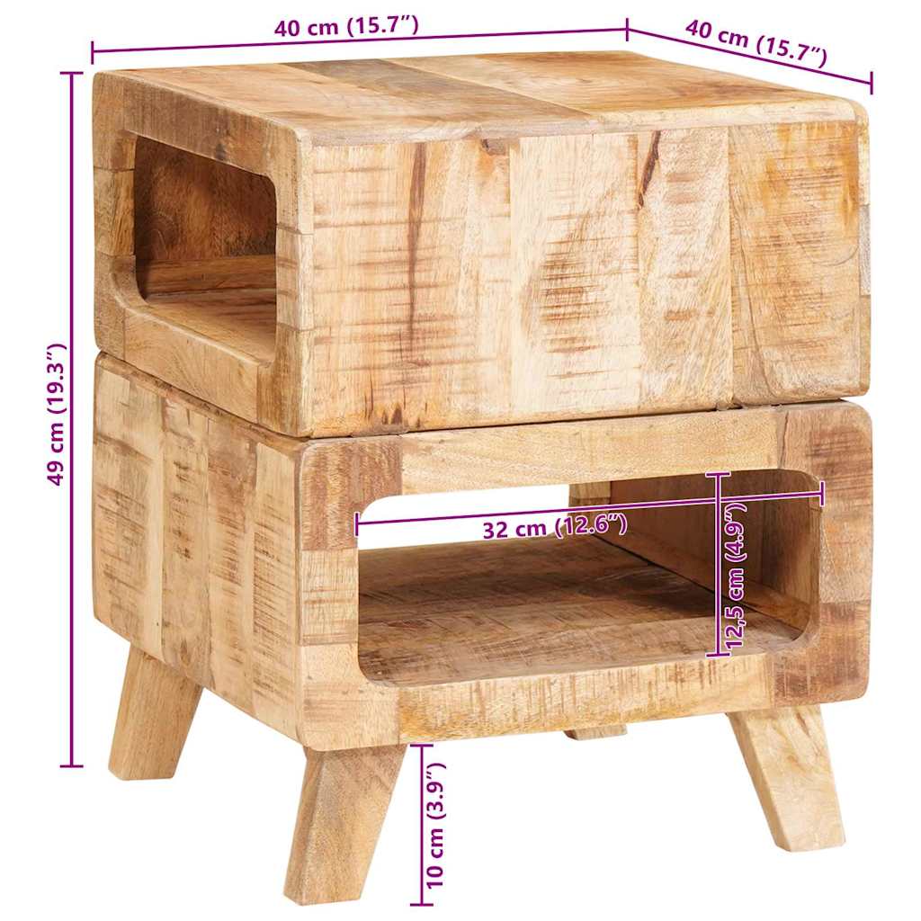 End Table με ράφι Καφέ 40 x 40 x 49 εκ Στερεό ξύλο μάνγκο