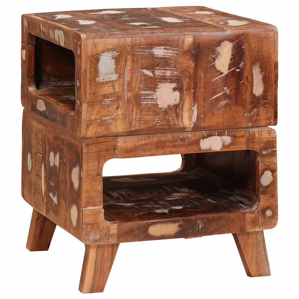 End Table με ράφι Καφέ 40 x 40 x 49 εκ Στερεό Ανακτηθέν Ξύλο