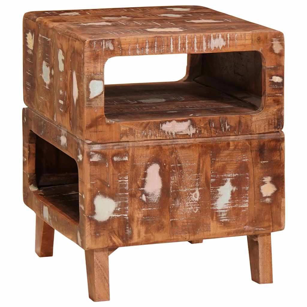 End Table με ράφι Καφέ 40 x 40 x 49 εκ Στερεό Ανακτηθέν Ξύλο