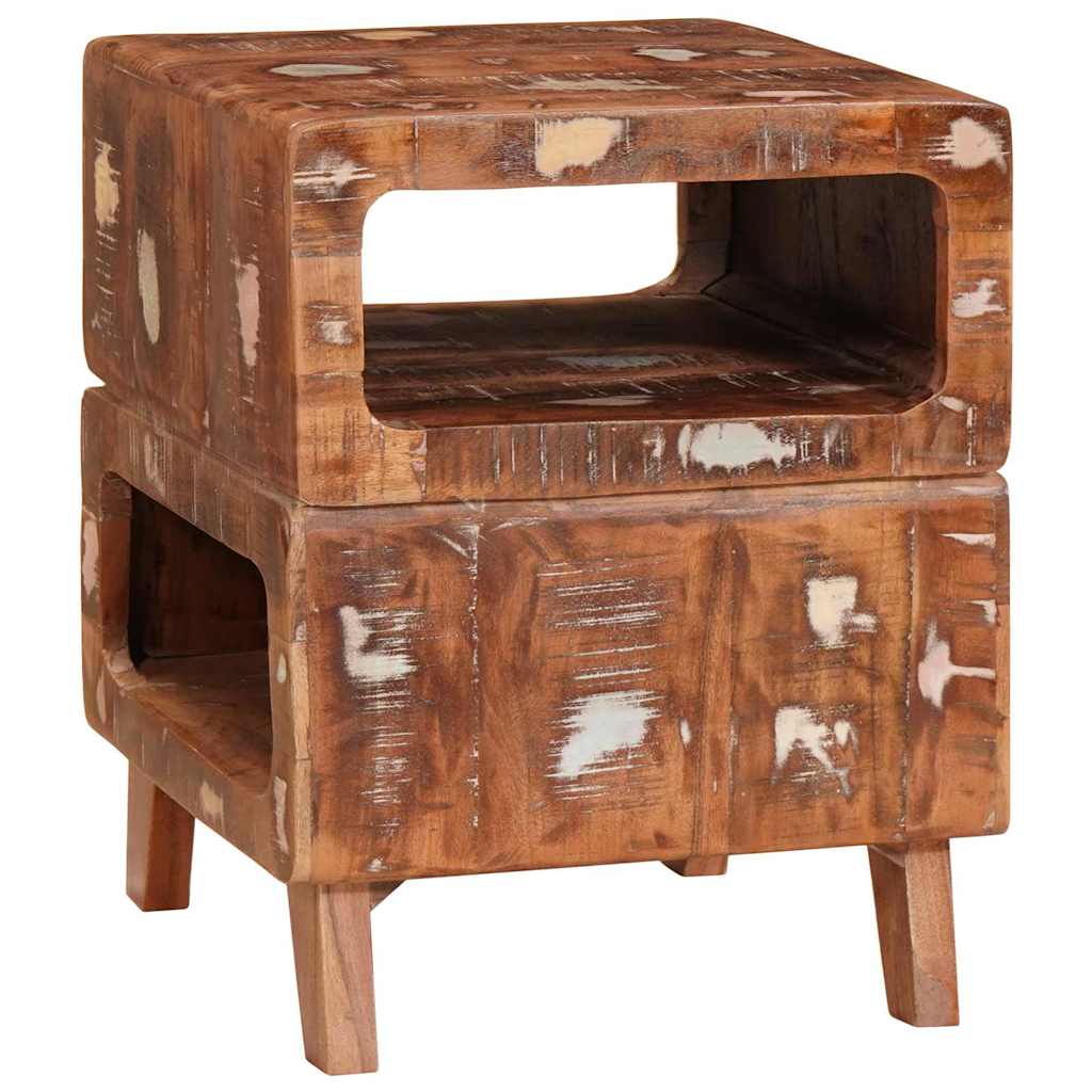 End Table με ράφι Καφέ 40 x 40 x 49 εκ Στερεό Ανακτηθέν Ξύλο