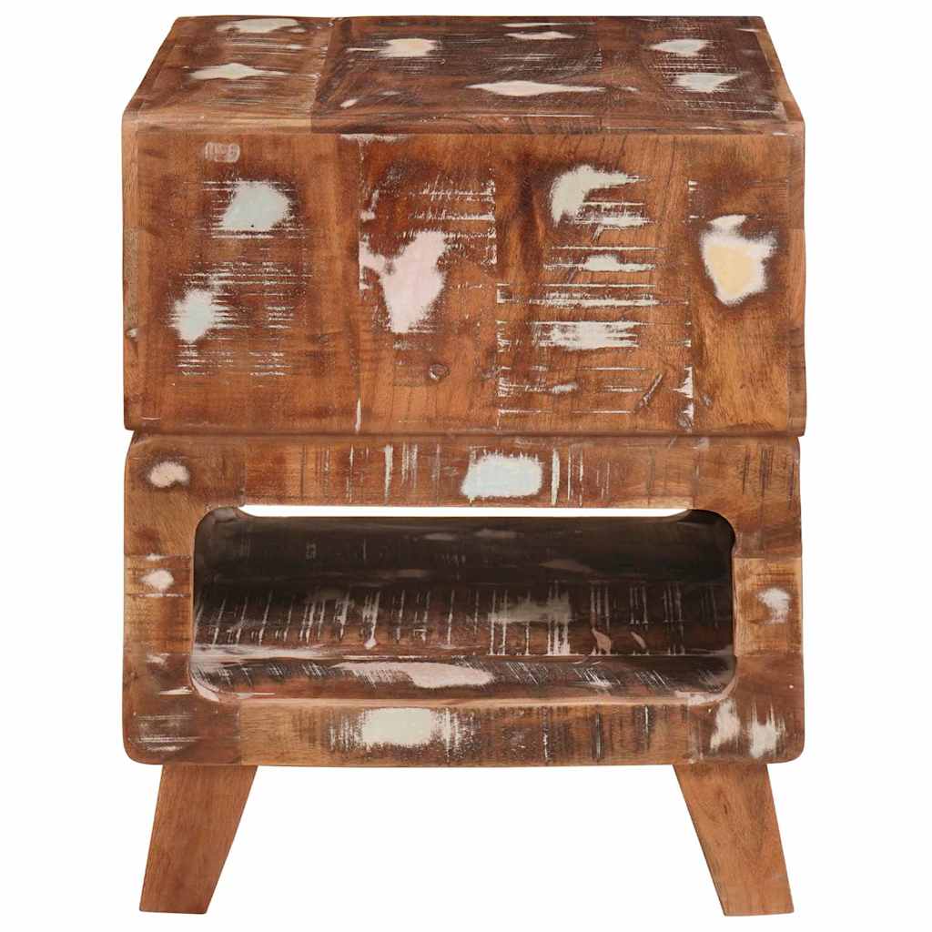 End Table με ράφι Καφέ 40 x 40 x 49 εκ Στερεό Ανακτηθέν Ξύλο