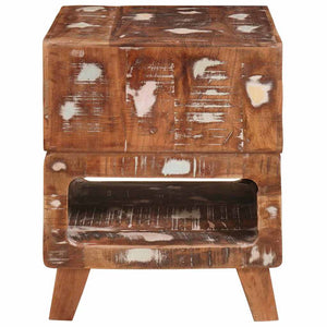 End Table με ράφι Καφέ 40 x 40 x 49 εκ Στερεό Ανακτηθέν Ξύλο
