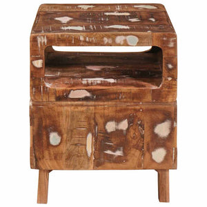 End Table με ράφι Καφέ 40 x 40 x 49 εκ Στερεό Ανακτηθέν Ξύλο