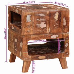 End Table με ράφι Καφέ 40 x 40 x 49 εκ Στερεό Ανακτηθέν Ξύλο