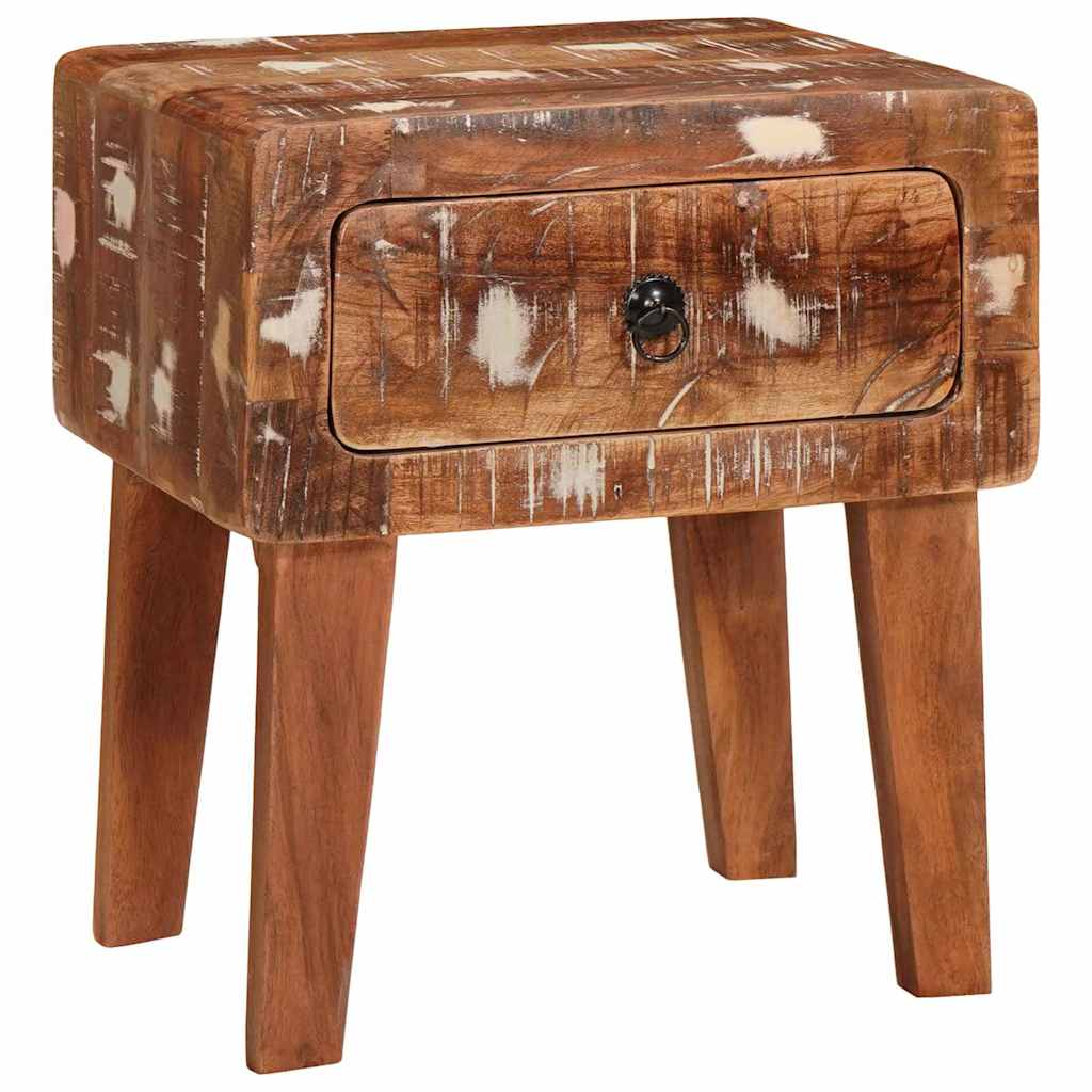 End Table με συρτάρι Καφέ 40 x 32 x 46 εκ Στερεό Ανακτηθέν Ξύλο