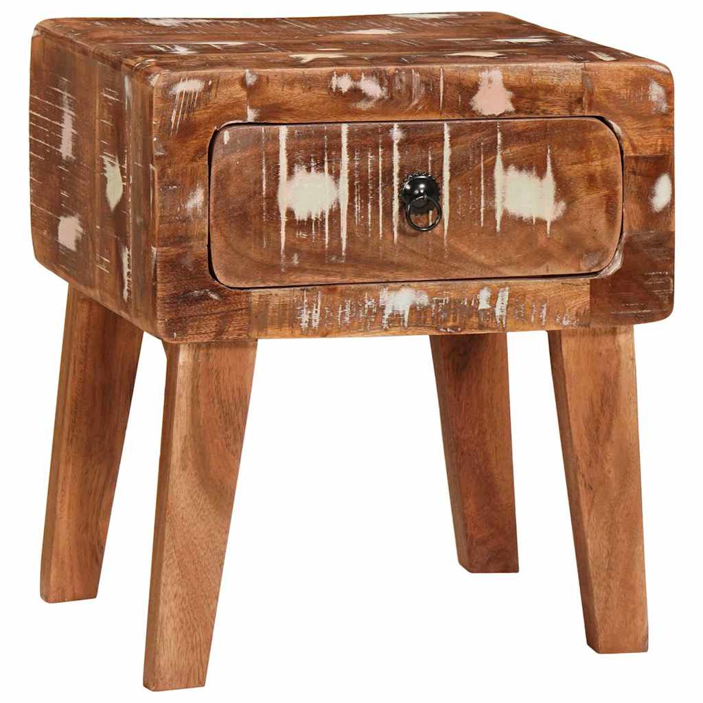End Table με συρτάρι Καφέ 40 x 32 x 46 εκ Στερεό Ανακτηθέν Ξύλο