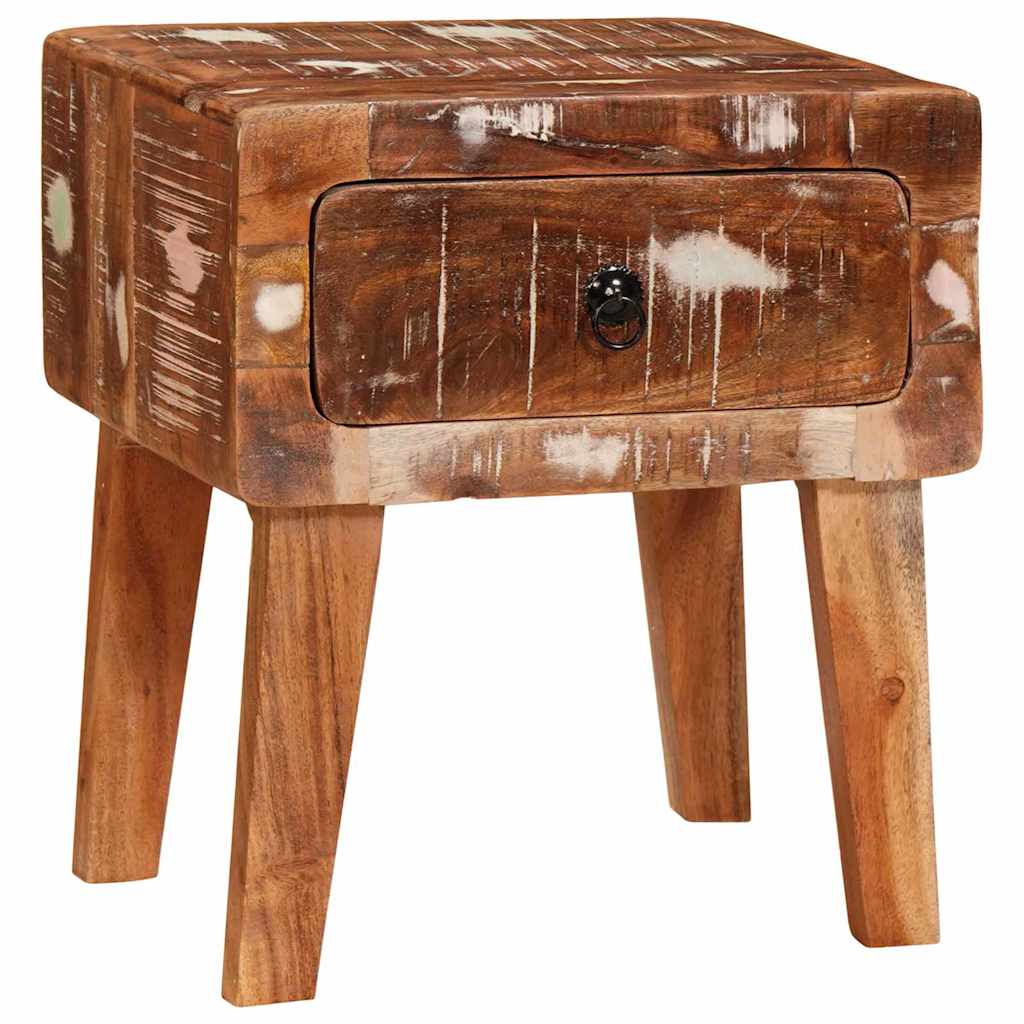 End Table με συρτάρι Καφέ 40 x 32 x 46 εκ Στερεό Ανακτηθέν Ξύλο