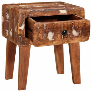 End Table με συρτάρι Καφέ 40 x 32 x 46 εκ Στερεό Ανακτηθέν Ξύλο