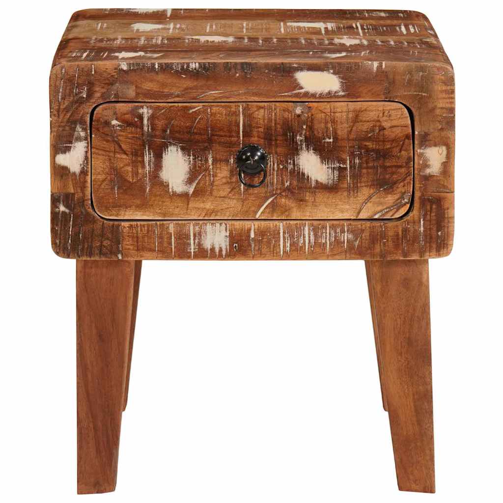 End Table με συρτάρι Καφέ 40 x 32 x 46 εκ Στερεό Ανακτηθέν Ξύλο