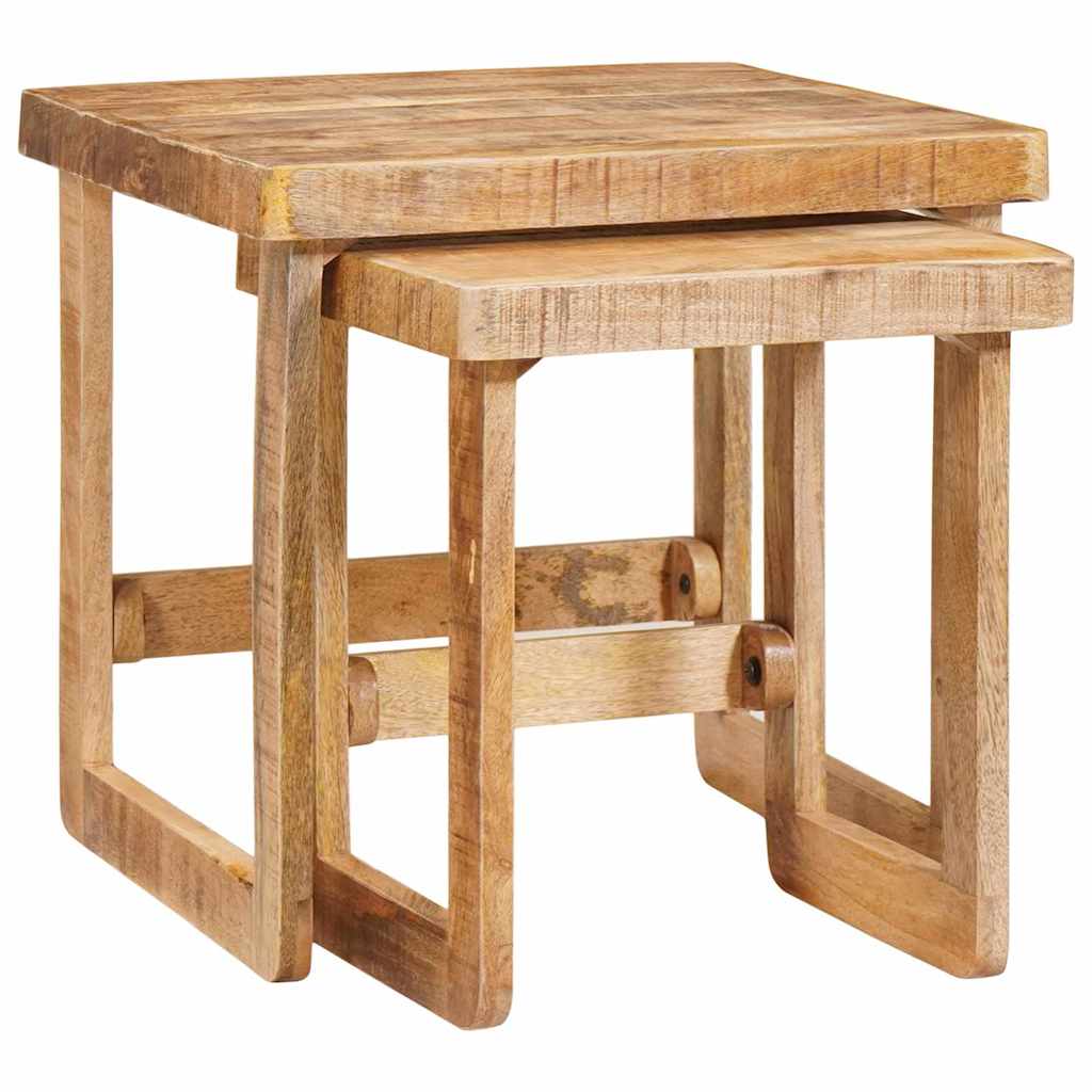 Ένθετα τραπέζια 2 pcs Καφέ 46 x 46 x 45 εκ. Στερεό ξύλο μάνγκο