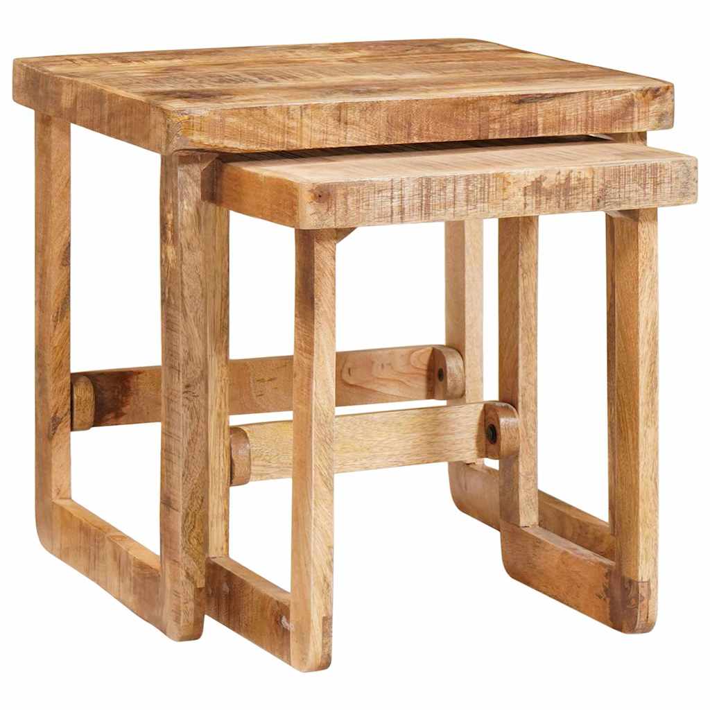 Ένθετα τραπέζια 2 pcs Καφέ 46 x 46 x 45 εκ. Στερεό ξύλο μάνγκο