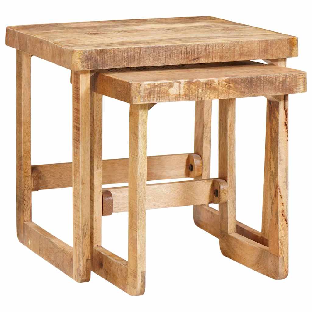 Ένθετα τραπέζια 2 pcs Καφέ 46 x 46 x 45 εκ. Στερεό ξύλο μάνγκο