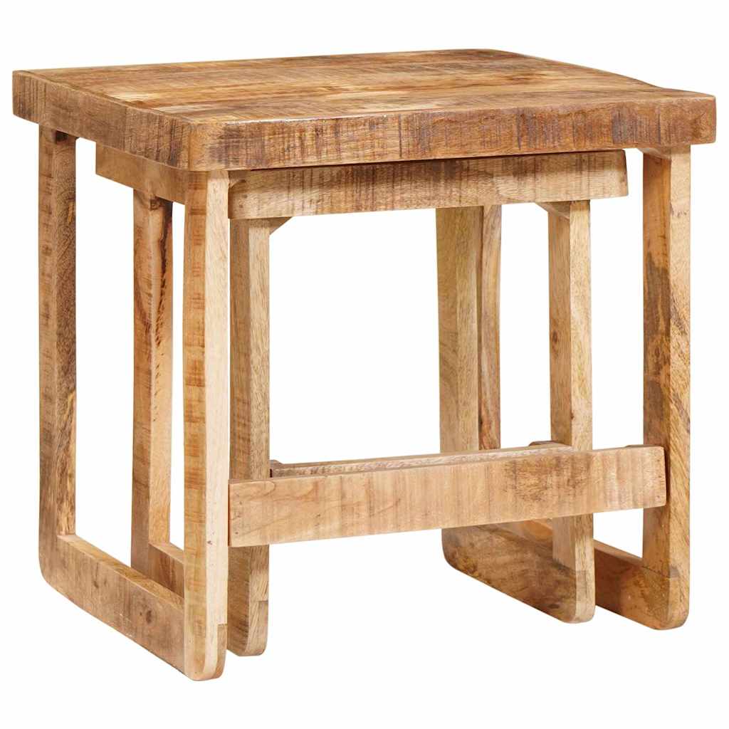 Ένθετα τραπέζια 2 pcs Καφέ 46 x 46 x 45 εκ. Στερεό ξύλο μάνγκο
