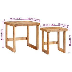 Ένθετα τραπέζια 2 τμχ. Καφέ 46 x 46 x 45 εκ. Στερεό ξύλο μάνγκο