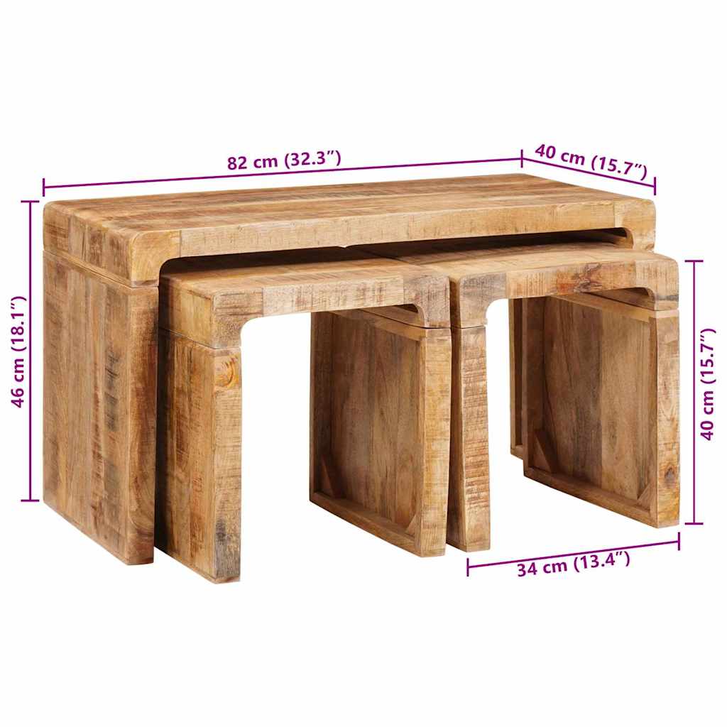 Τραπέζι Σαλονιού με Στηρίγματα 3 τμχ. Καφέ 82 x 40 x 46 εκ.