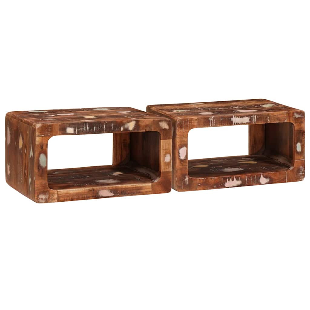 Κομοδίνο 2 pcs Καφέ 45 x 30 x 24 εκ. Στερεό Ανακτηθέν Ξύλο