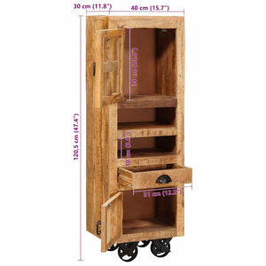 Highboard με συρτάρι Καφέ 40 x 30 x 120,5 εκ. Μασίφ ξύλο μάνγκο