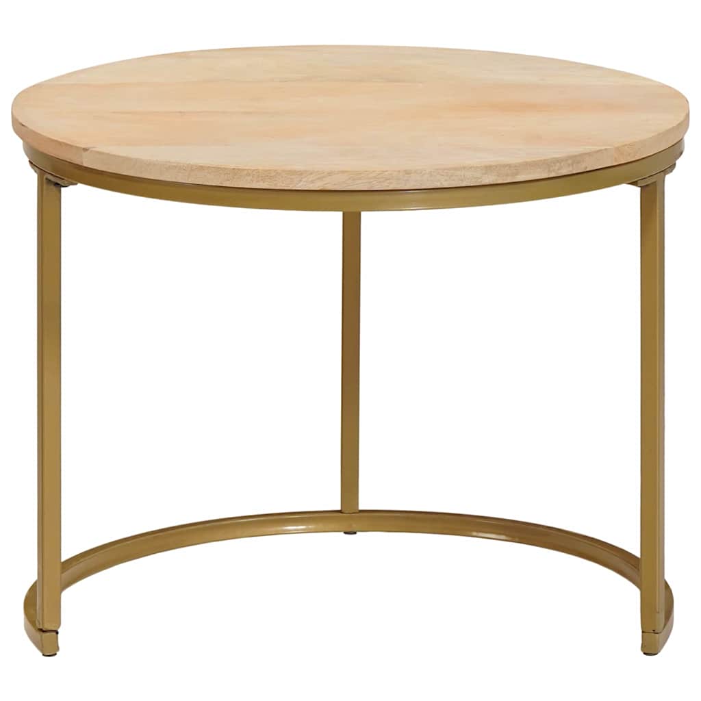 Τραπεζάκια Καφέ Στερεών 3 pcs Μασίφ ξύλο μάνγκο και χάλυβας