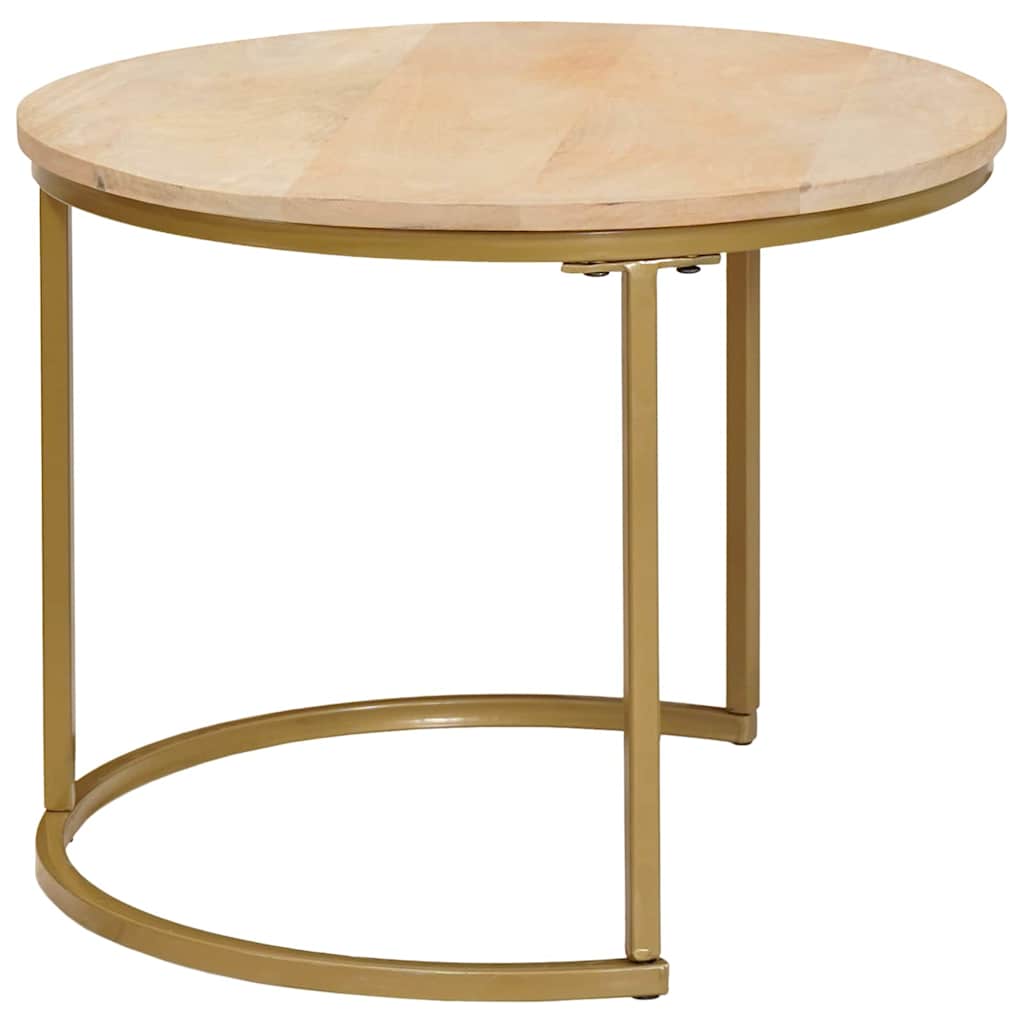 Τραπεζάκια Καφέ Στερεών 3 pcs Μασίφ ξύλο μάνγκο και χάλυβας