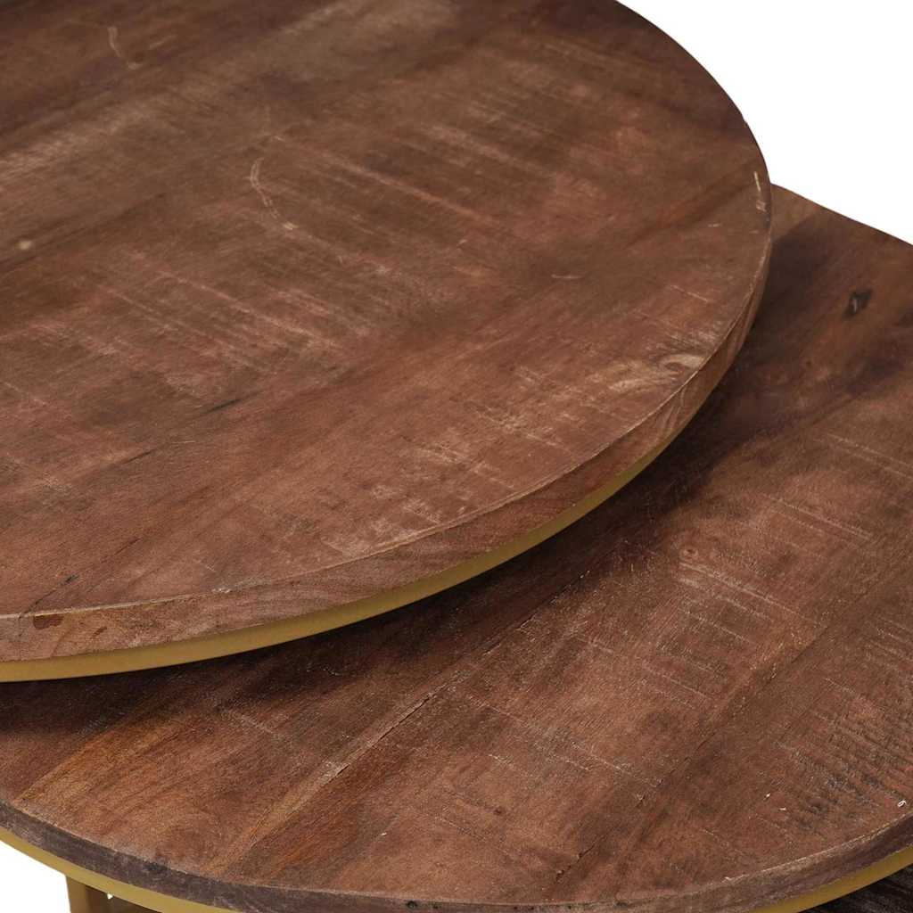 Τραπεζάκια Καφέ Στερεών 3 pcs Μασίφ ξύλο μάνγκο και χάλυβας