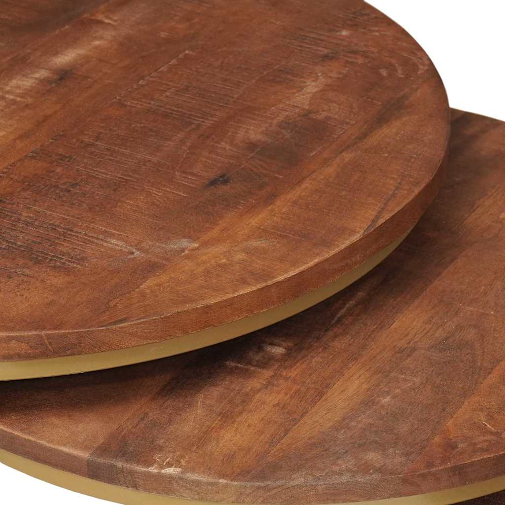 Τραπεζάκια Καφέ Στερεών 2 pcs Μασίφ ξύλο μάνγκο και χάλυβας - Pakobazaar