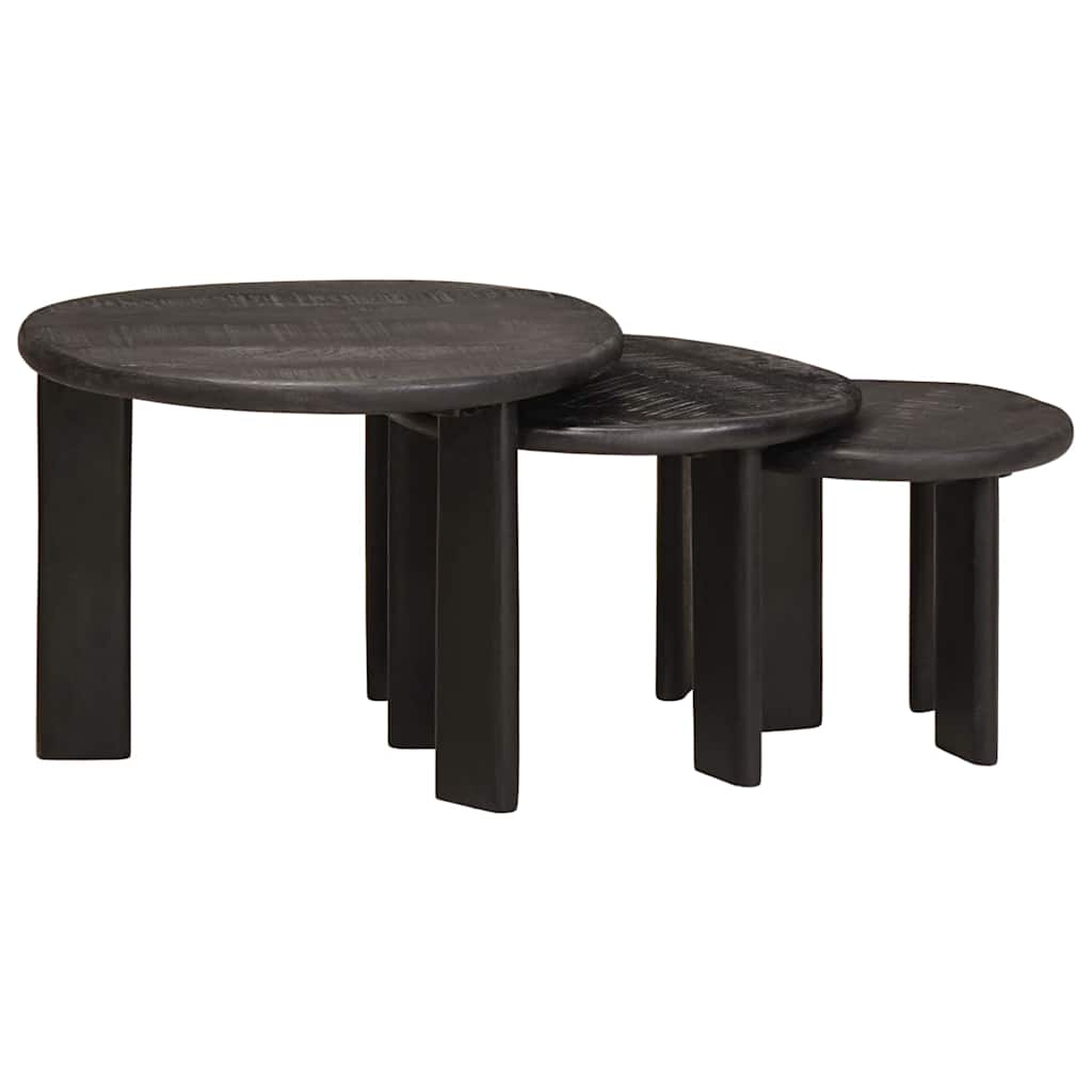 Τραπεζάκια Καφέ Στερεών 3 pcs Λευκό Στερεό ξύλο μάνγκο