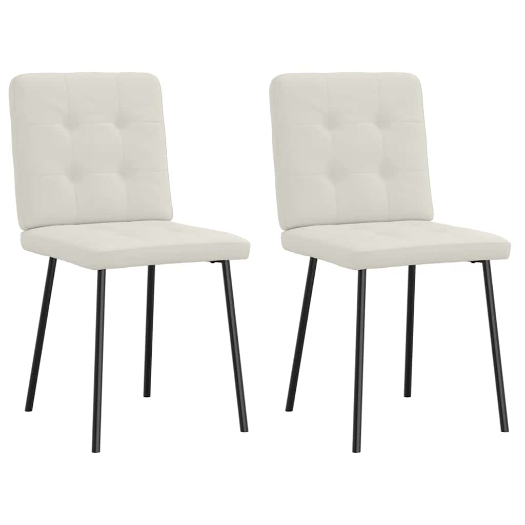 Καρέκλες Τραπεζαρίας 2 τεμ. Κρεμ Βελούδινες