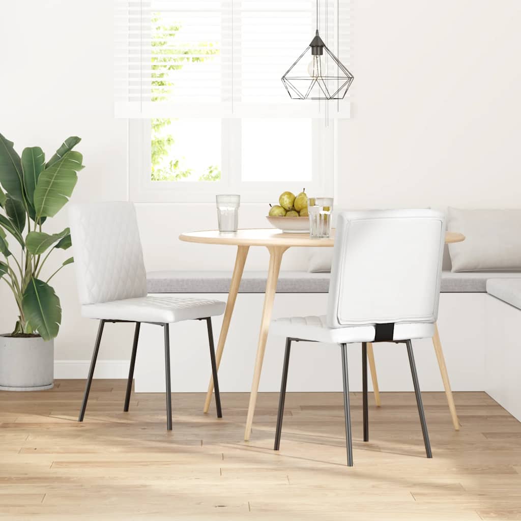 Καρέκλες Τραπεζαρίας 2 τεμ. Λευκές από Συνθετικό Δέρμα - Pakobazaar