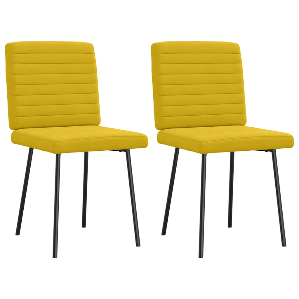 Καρέκλες Τραπεζαρίας 2 τεμ. Κίτρινες Βελούδινες