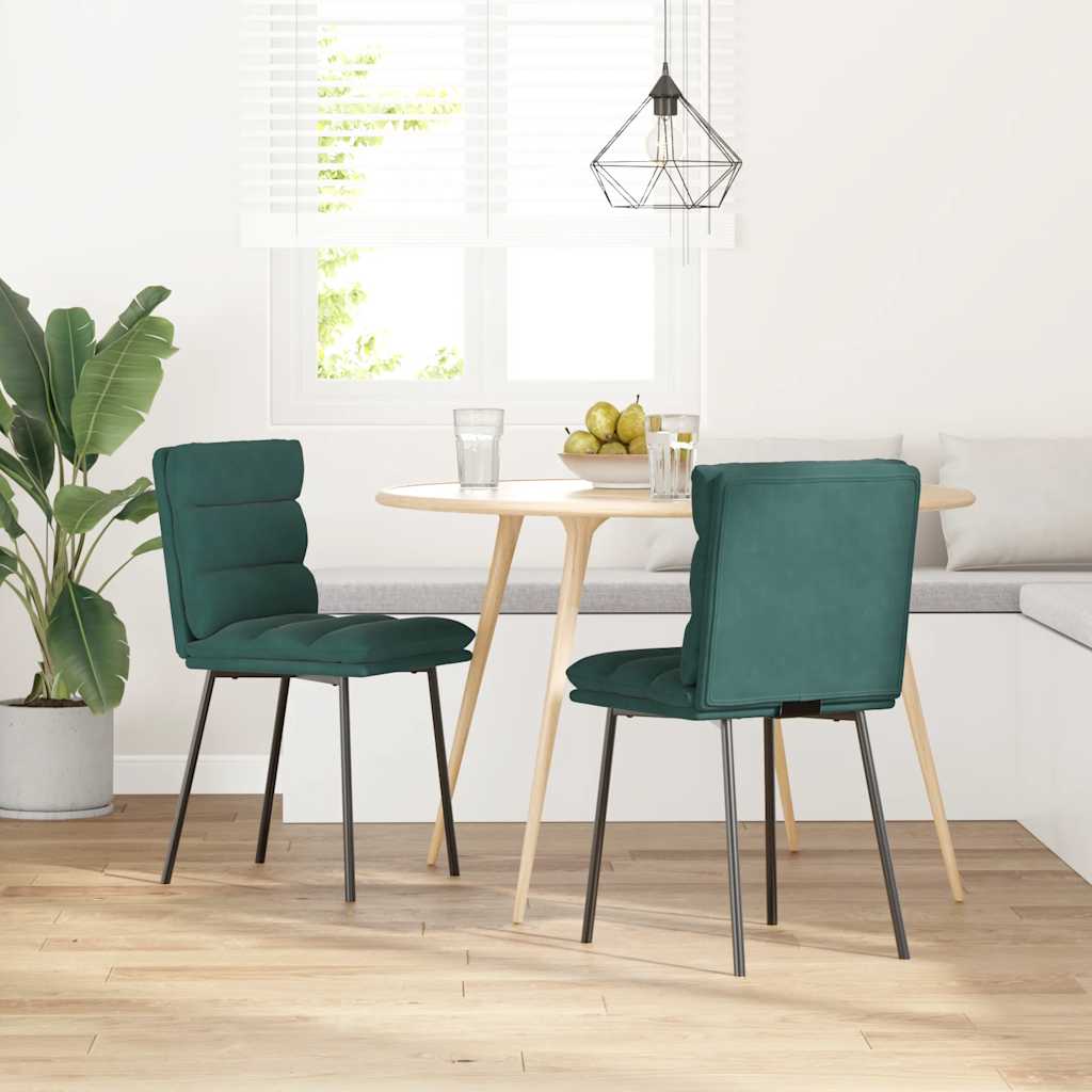 Καρέκλες Τραπεζαρίας 2 τεμ. Σκούρο Πράσινο Βελούδινες
