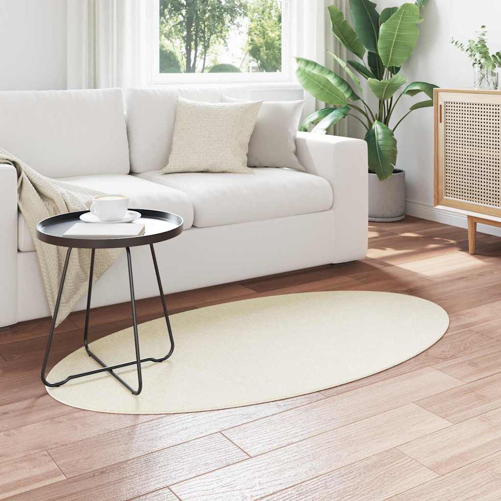 Χαλιά χώρου Ωοειδής HUARTE Κρεμ 80 x 150 cm 100% Πολυεστέρας - Pakobazaar