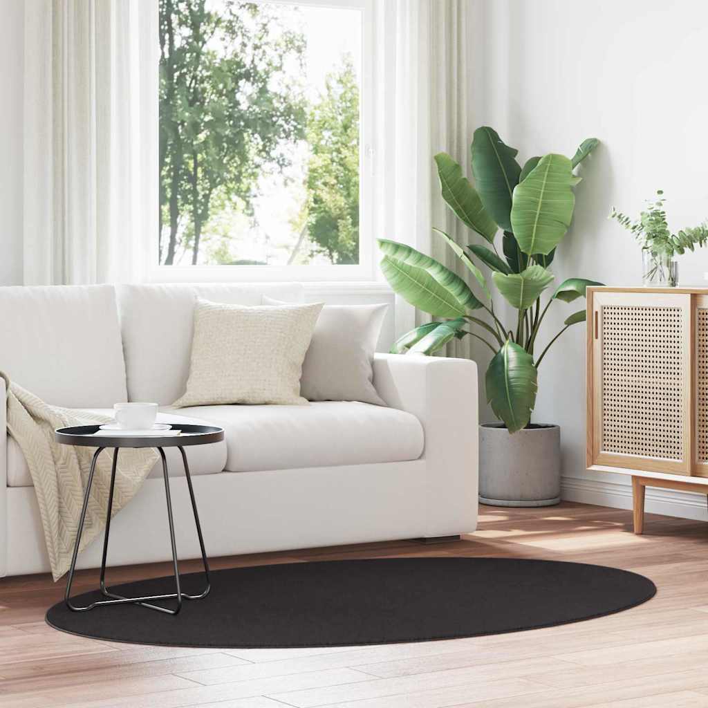 Χαλιά χώρου Ωοειδής HUARTE Μαύρο 100 x 200 cm 100% Πολυεστέρας - Pakobazaar