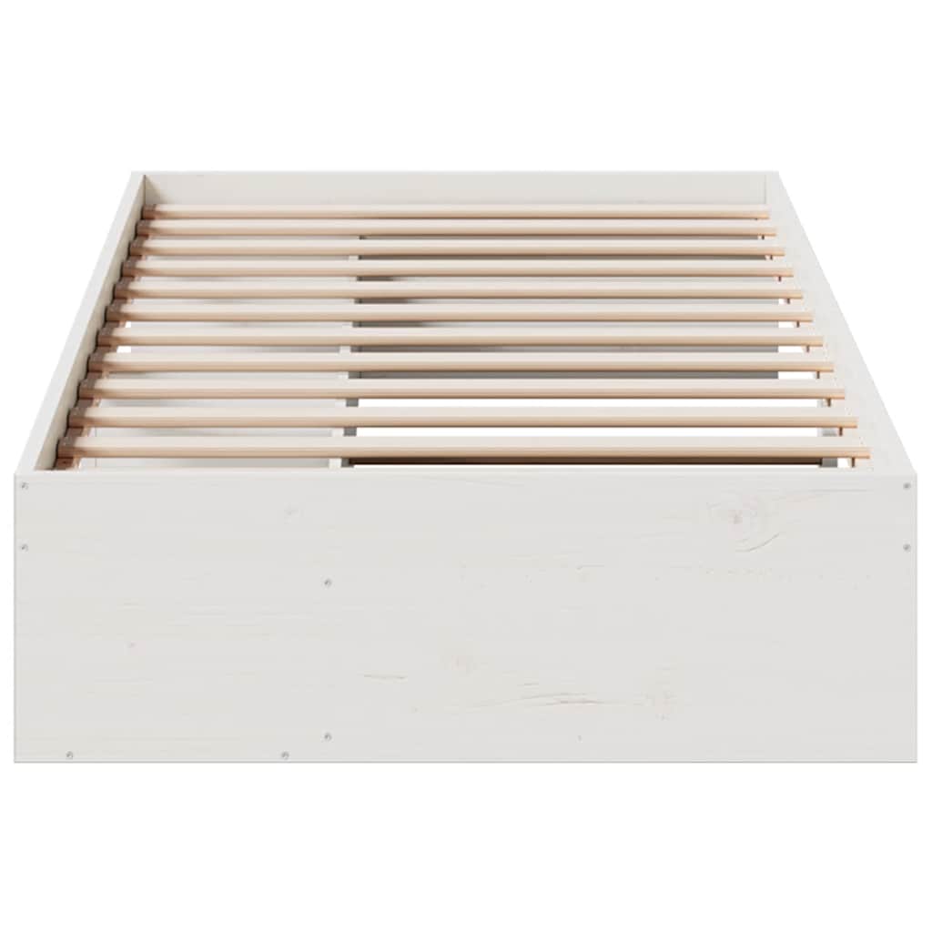 Κρεβάτι ημέρας χωρίς στρώμα Λευκό 75x190 cm Στερεό ξύλο πεύκο