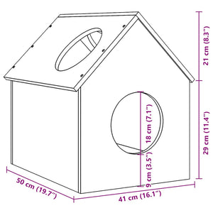 σπιτάκι για γάτες λευκό 41x50x50 cm από μασίφ ξύλο πεύκο