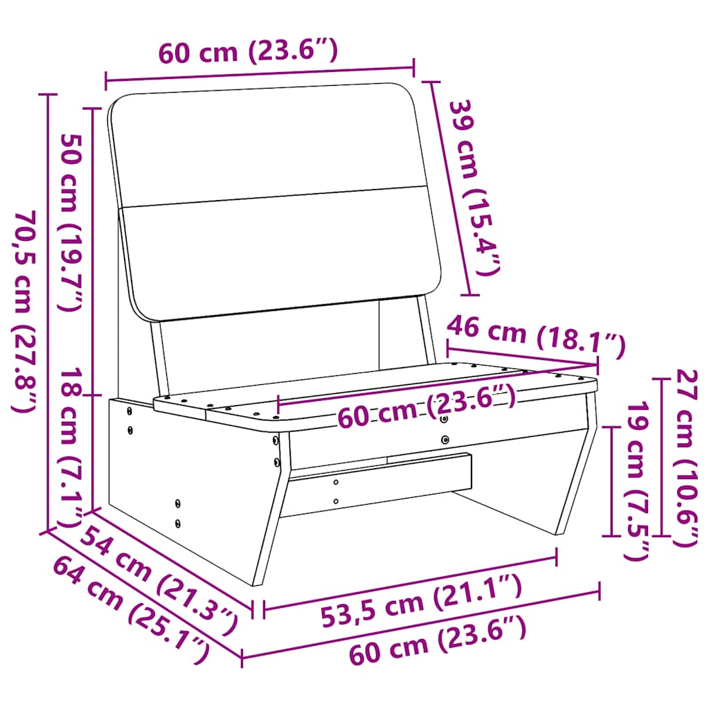 Καρέκλες κήπου 2 τεμάχια 60x64x70,5 cm Ξύλο μασίφ πεύκο