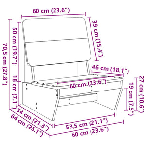 Καρέκλες κήπου 2 τεμάχια 60x64x70,5 cm Ξύλο μασίφ πεύκο