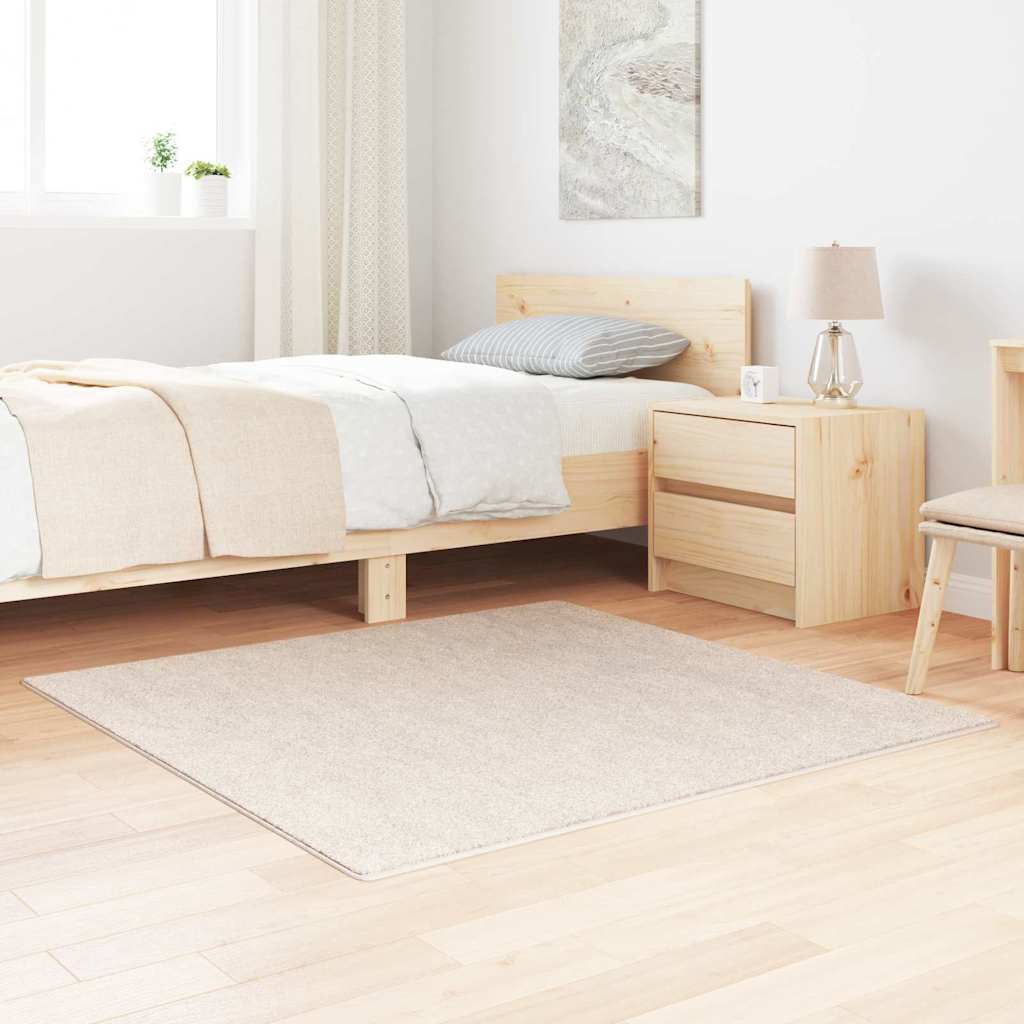 Αντιολισθητικό Σαγκί Χαλάκι Κρεμ 120 x 120 cm PP - Pakobazaar