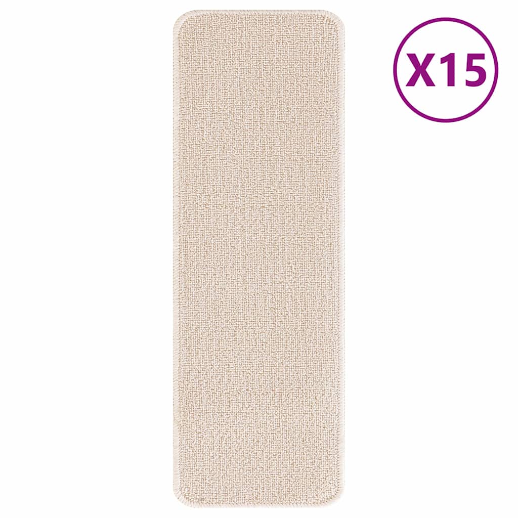 Χαλιά Σκαλοπατιών Αντιολισθητικά 15 pcs Κρεμ 60 x 25 cm PP - Pakobazaar