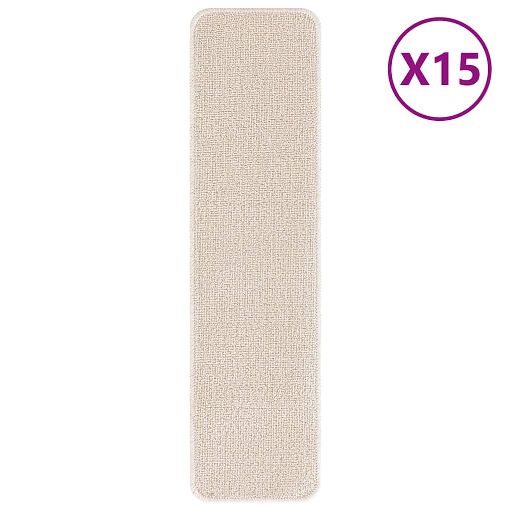 Χαλιά Σκαλοπατιών Αντιολισθητικά 15 pcs Κρεμ 75 x 20 cm PP - Pakobazaar