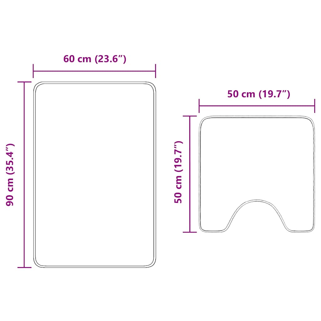 Σετ Μάτ Μπάνιου Αντιολισθητικό 2 pcs Σκούρο Γκρι PP